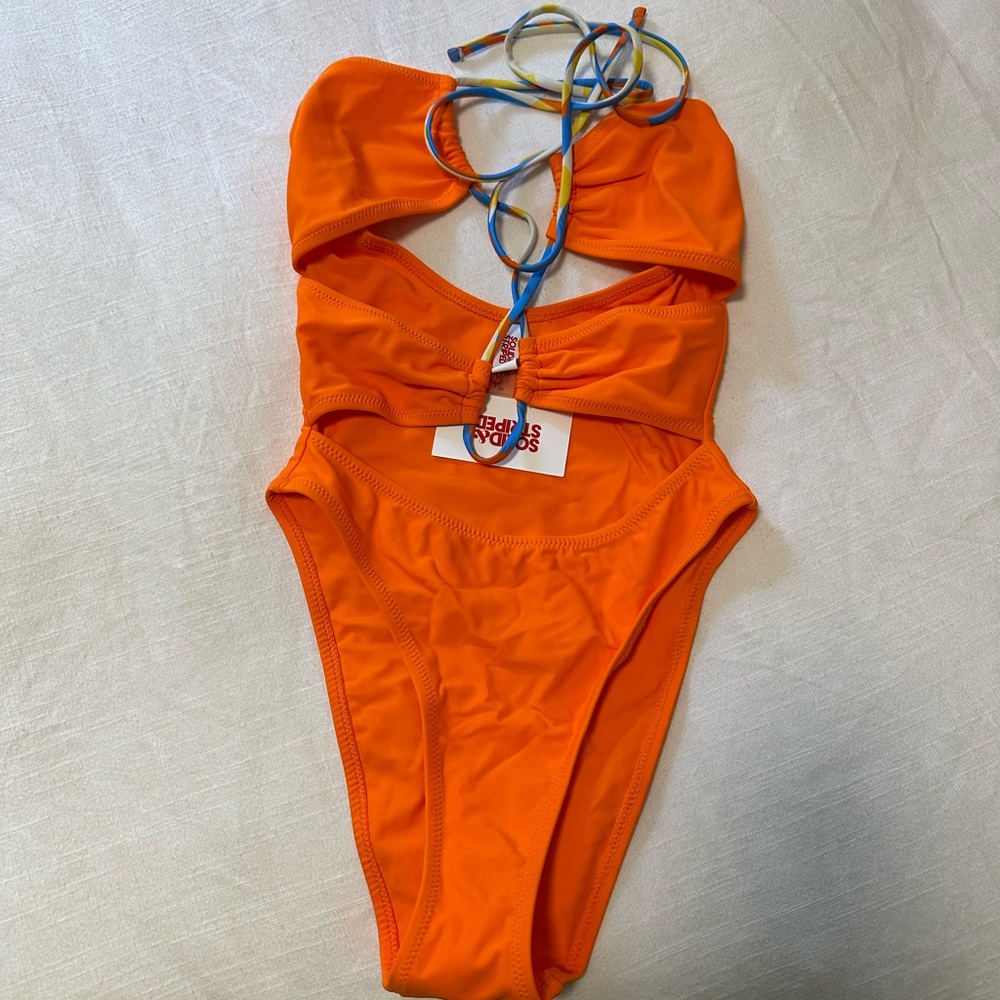 Solid and striped one piece